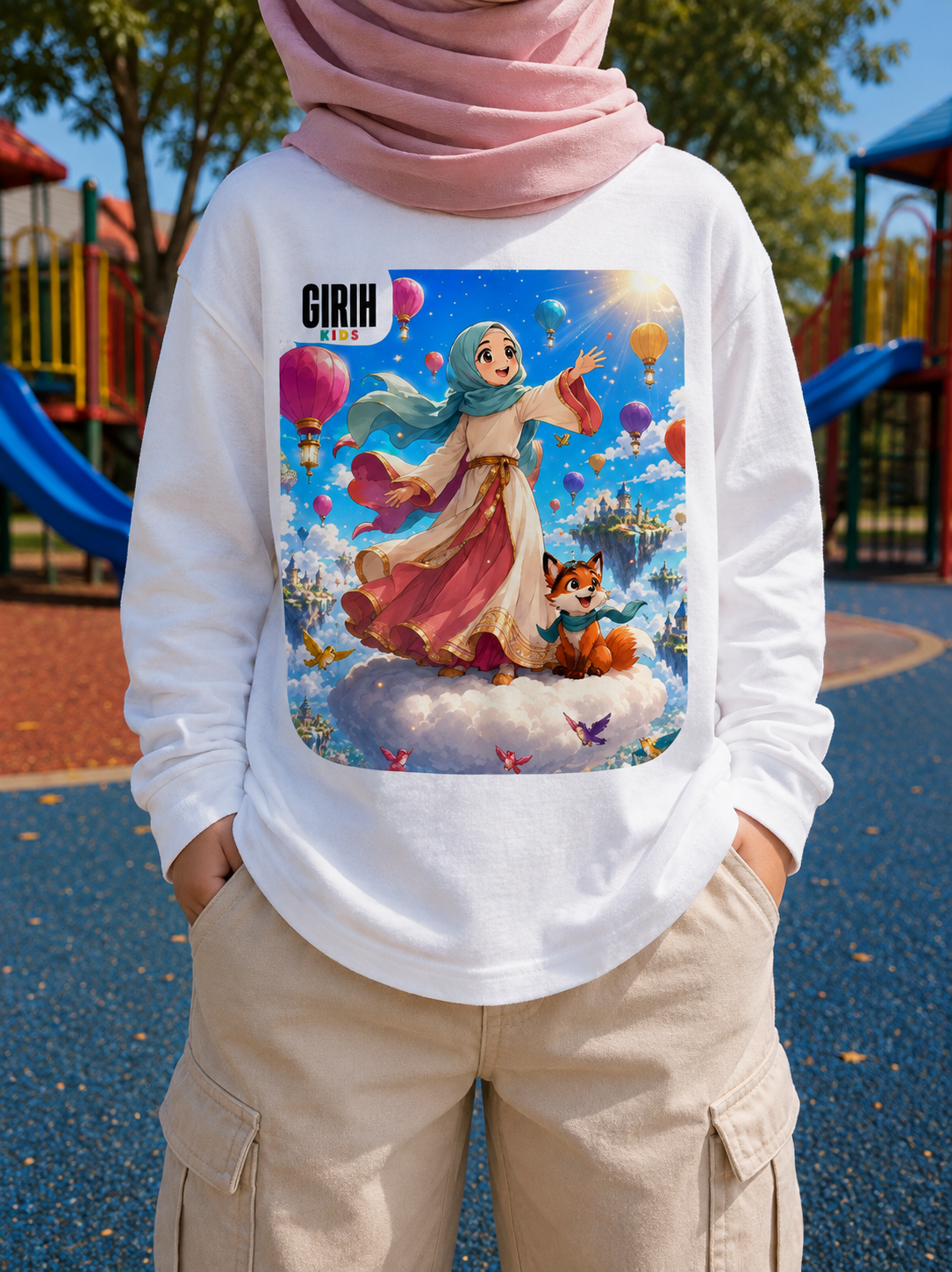 GIRIH Kids Long Sleeve Tee - Cloud Escape