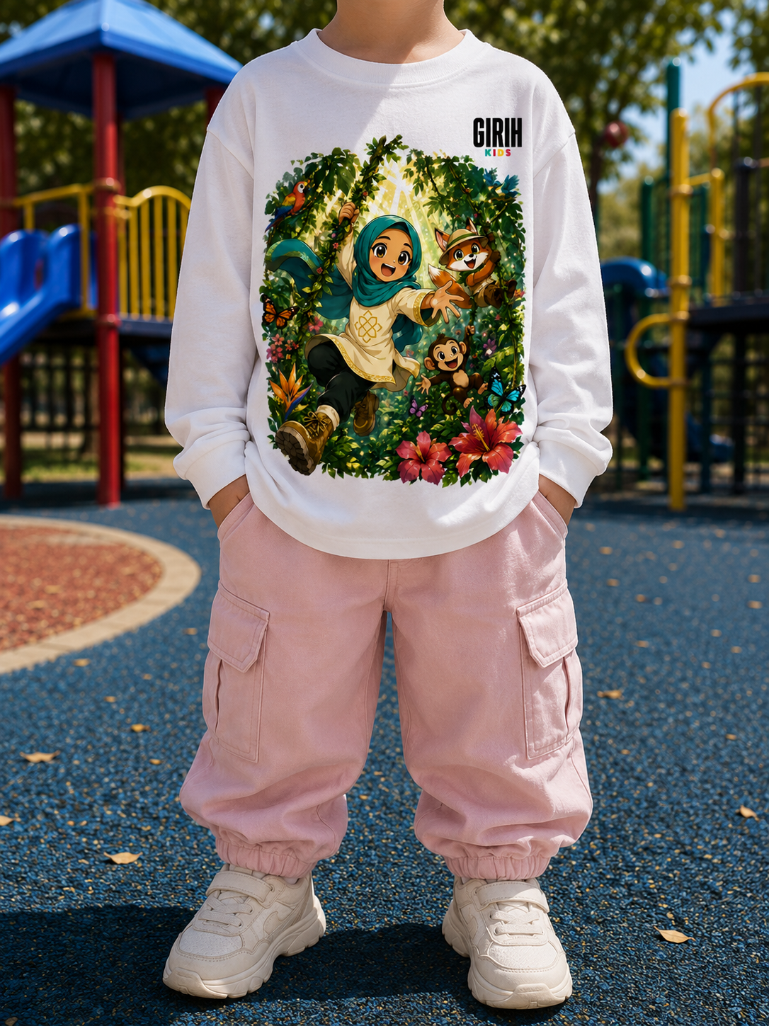 GIRIH Kids Long Sleeve Tee - Jungle Swing