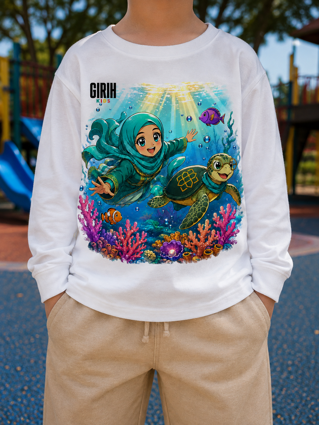 GIRIH Kids Long Sleeve Tee - Ocean Dive