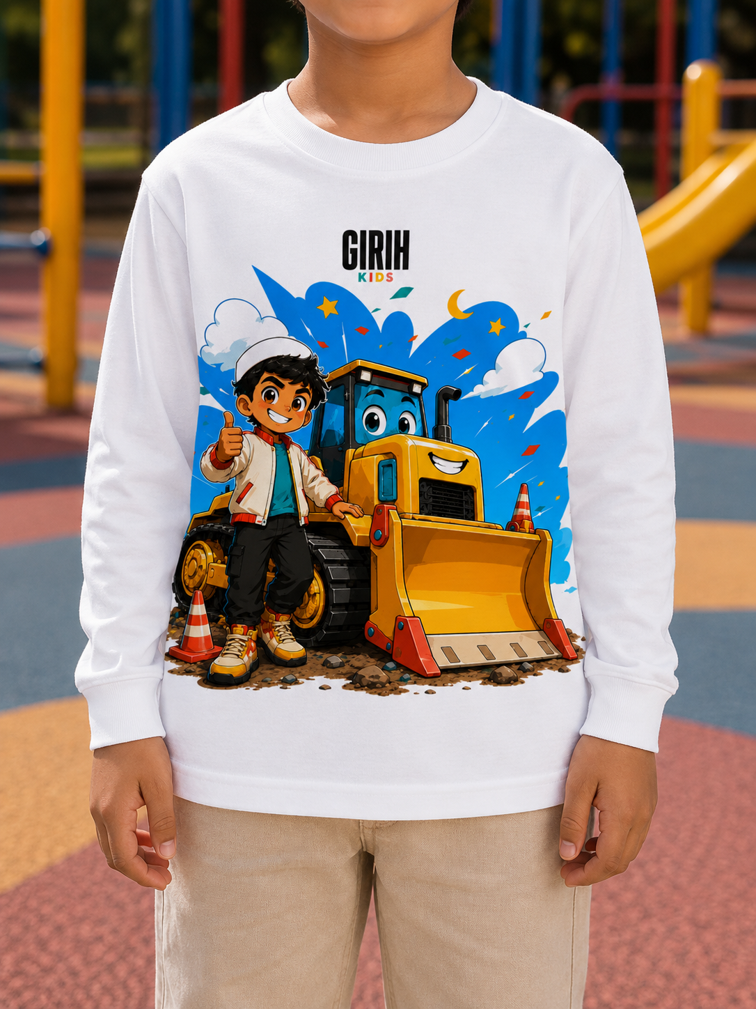 GIRIH Kids Long Sleeve Tee - Excavation Fun!