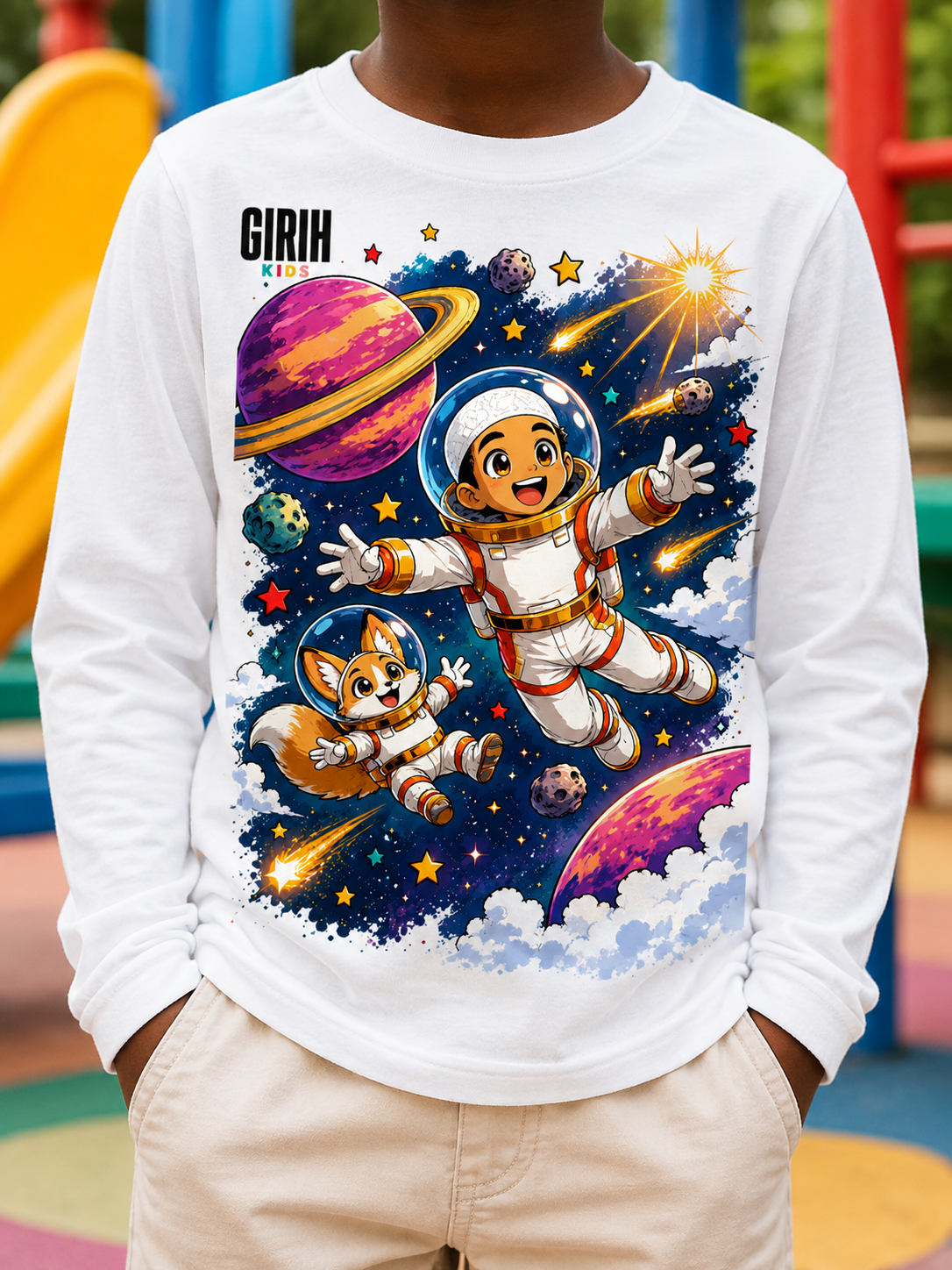 GIRIH Kids Long Sleeve Tee - Space Explorers
