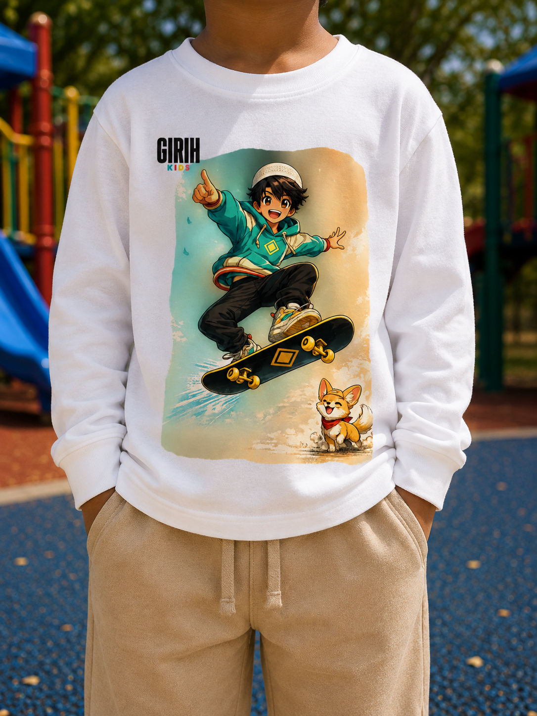 GIRIH Kids Long Sleeve Tee - Skaterboy