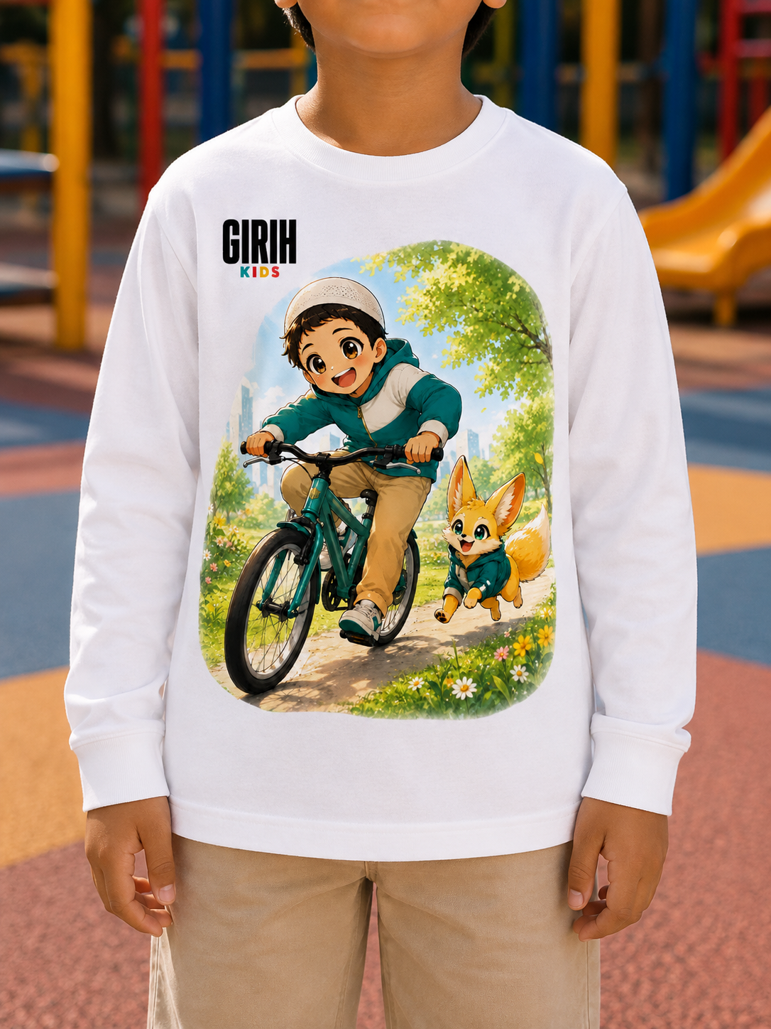 GIRIH Kids Long Sleeve Tee - Bike Ride