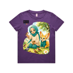 Purple front flat lay