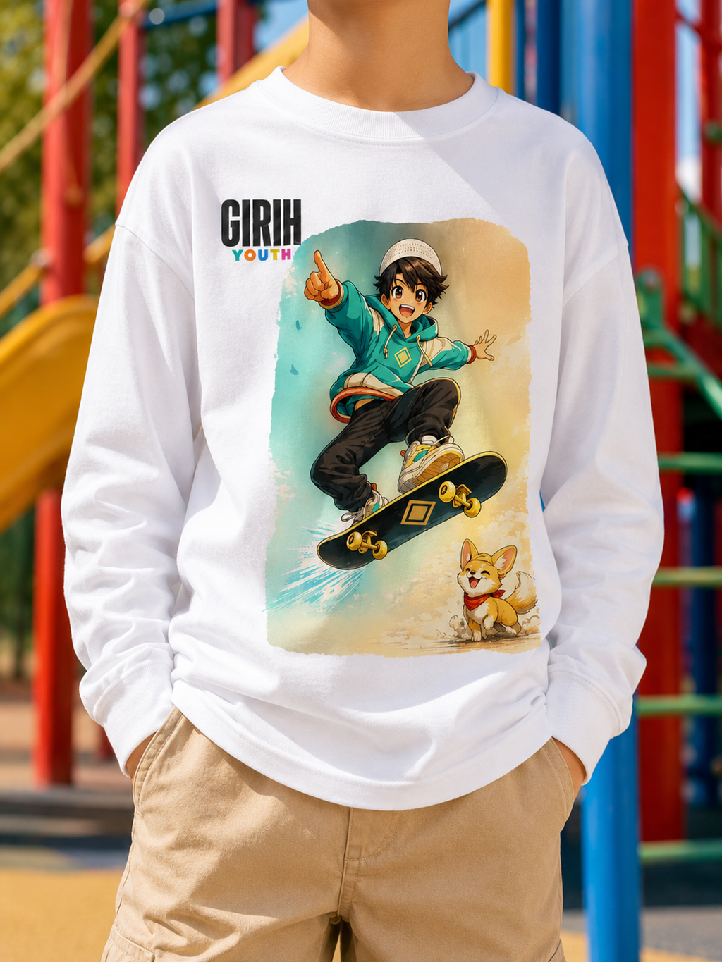 GIRIH Youth Long Sleeve Tee - Skaterboy